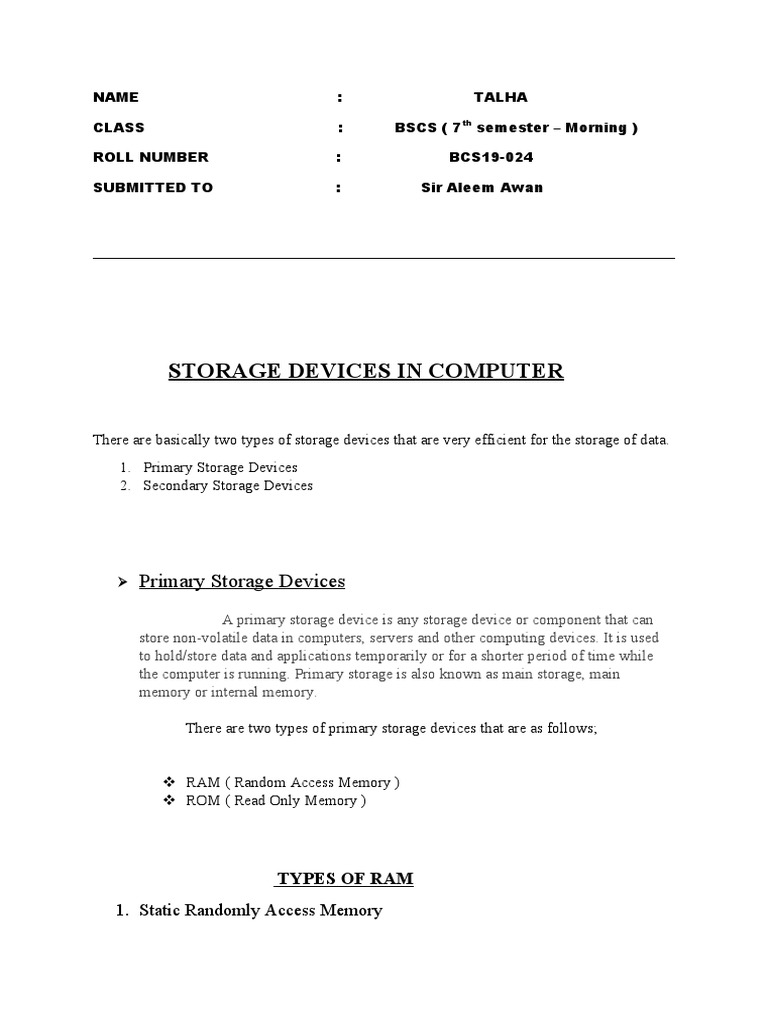 Storage Devices in Computers An Overview of Primary and Secondary