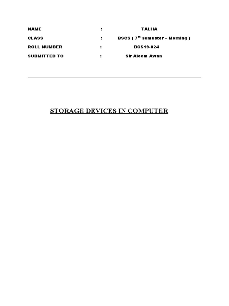 Storage Devices in Computer PDF