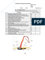 Checklist For Equipment Inspection BOOM PLACER
