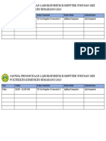 Jadwal Penggunaan Laboratorium Komputer Jurusan Gizi Poltekkes Kemenkes Semarang 2023