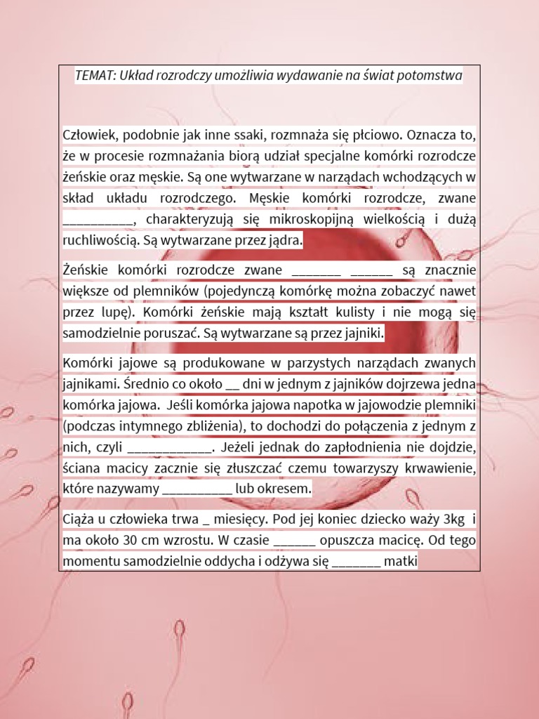 Układ Rozrodczy Umożliwia Wydawanie Na świat Potomstwa Układ rozrodczy umożliwia wydawanie na świat potomstwa | PDF