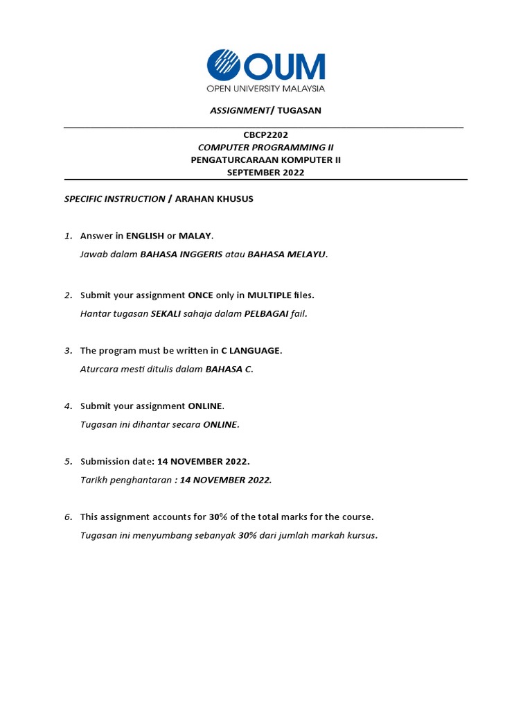 Assignment tugasan computer programming ii pdf user computing