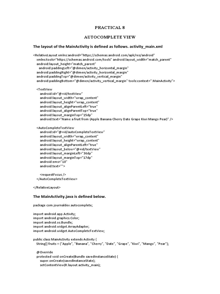 Configuring an Text View in Android with an Array Adapter
