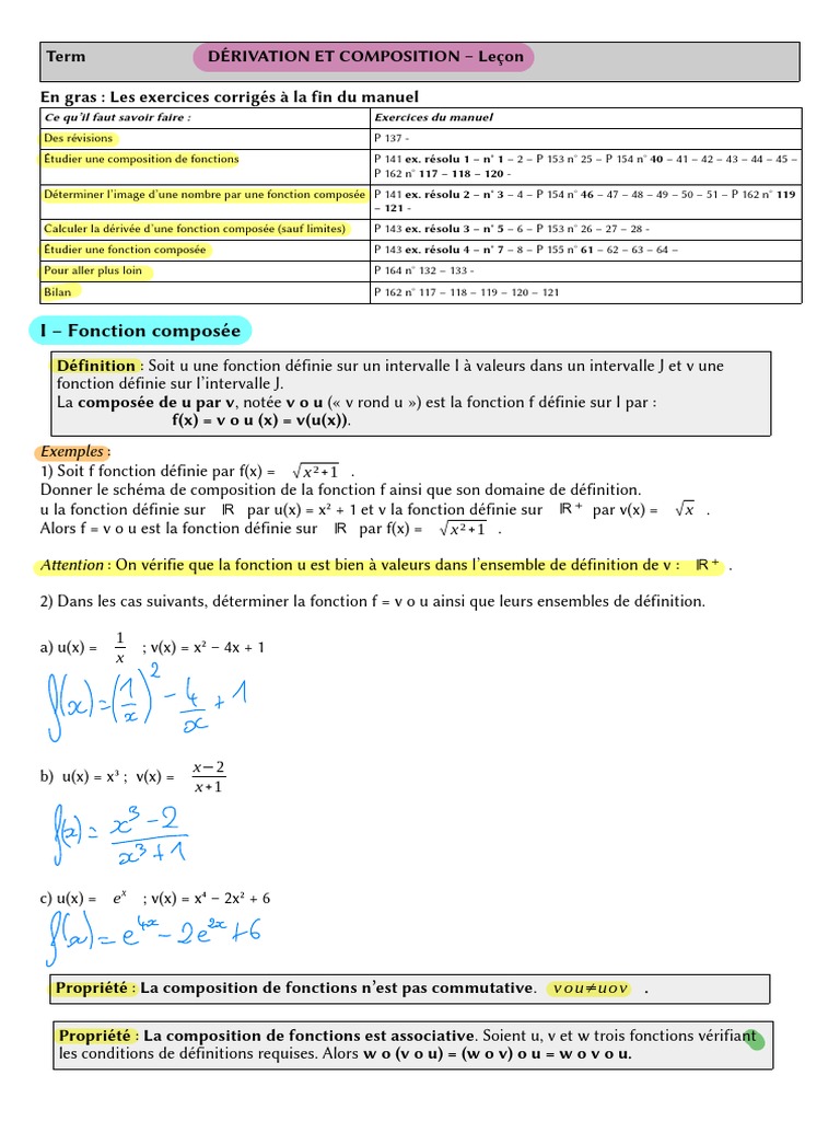 Dérivation et composition de fonctions | PDF