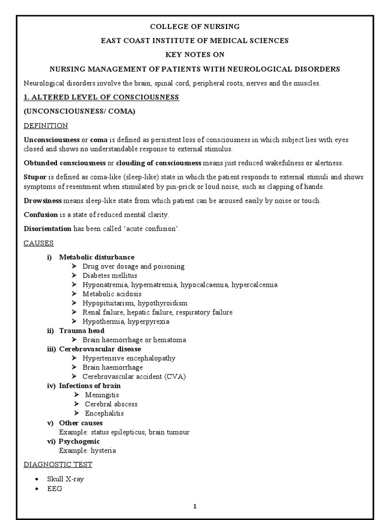 Nursing Management of Neurological Emergencies | PDF | Traumatic Brain ...