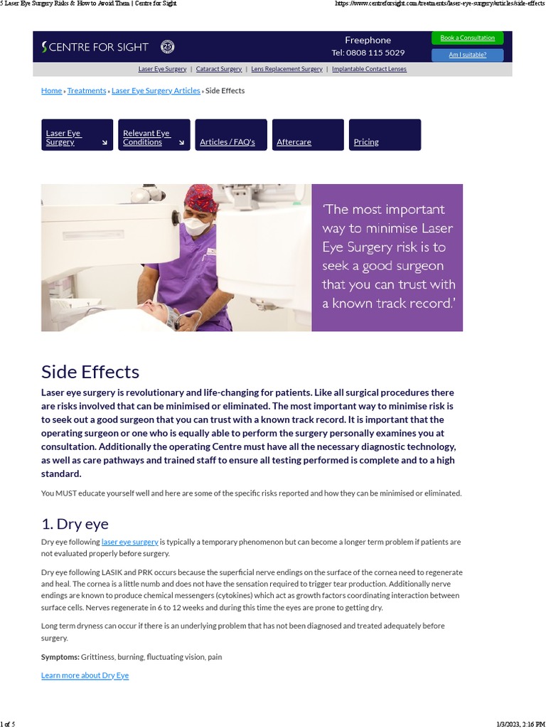 5 Laser Eye Surgery Risks & How To Avoid Them Centre For Sight PDF