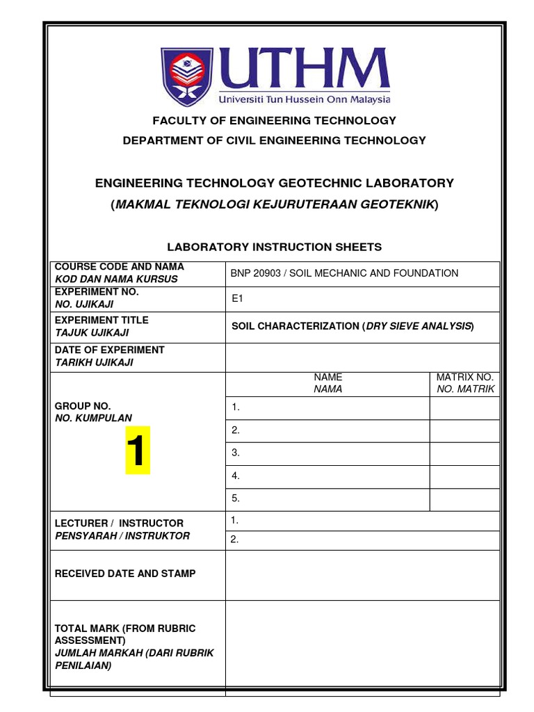 EXP1 Dry Sieve Analysis (v3) PDF Particle Size Distribution