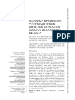 Síndrome Metabolico Y Obesidad Según Criterios Idf/Alad en Adultos de La Ciudad de Salta