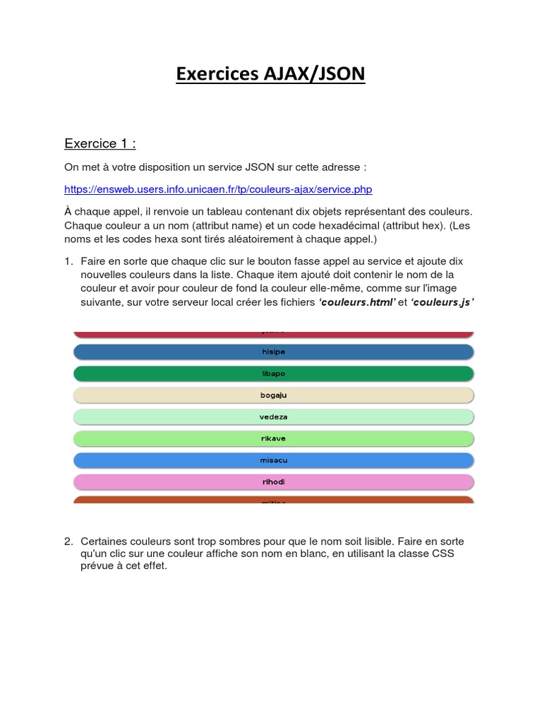 Exercices AJAX JSON | PDF | Ajax (Programmation) | Protocole de ...
