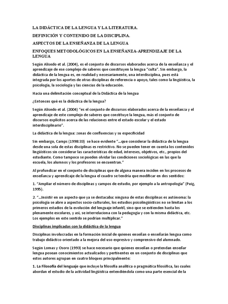 Didáctica de la Lengua y Literatura: Enfoques | PDF | Lingüística ...