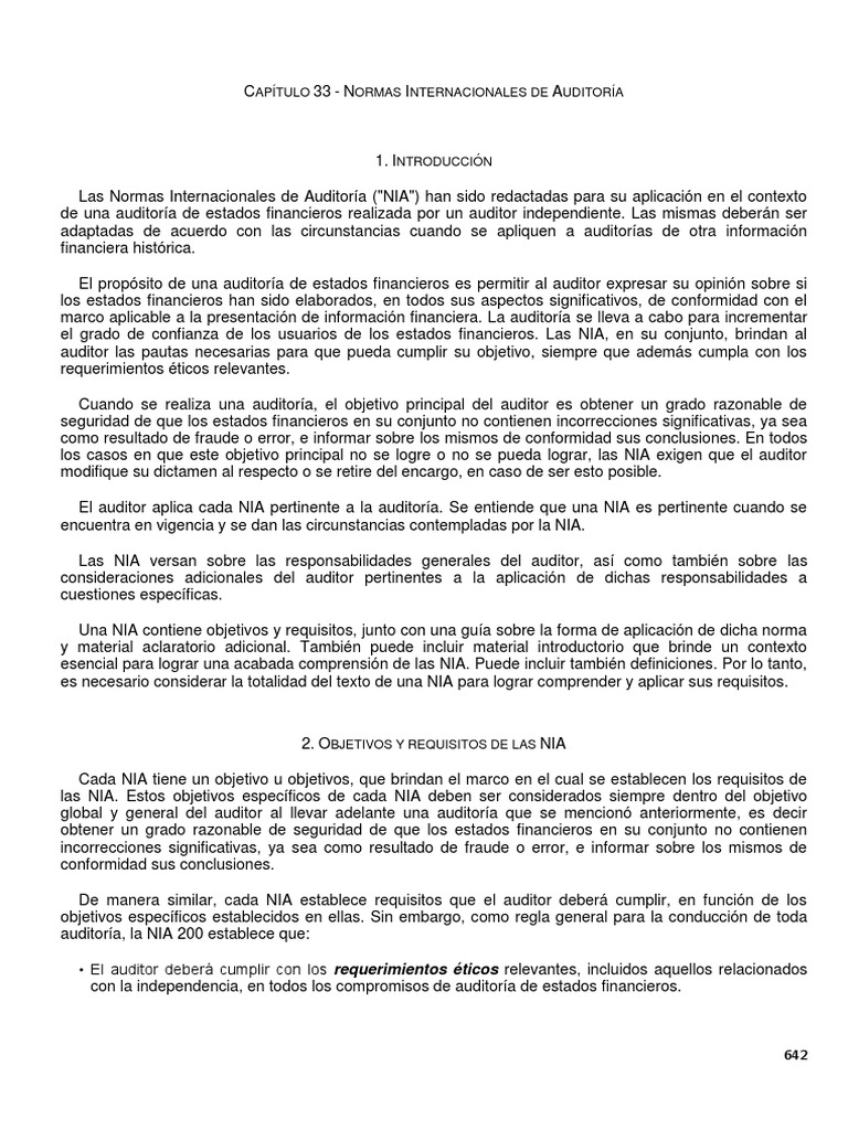 Normas Internacionales de Auditoría (NIA) | PDF | Auditoría | normas ...