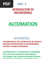 Introduction To Mechatronics: Unit - 1