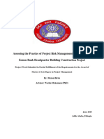 Assessing The Practice of Project Risk Management: A Case Study of Zemen Bank Headquarter Building Construction Project