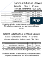 Ensino Fundamental - Nível 1 - 3º Anos Olimpíada Brasileira de Astronomia - OBA 2018