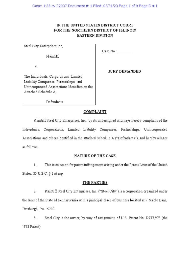 Steel city v schedule a complaint pdf online shopping injunction