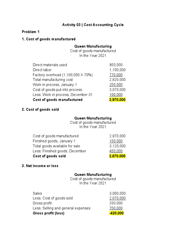 Cost Accounting PDF Cost Of Goods Sold Cost