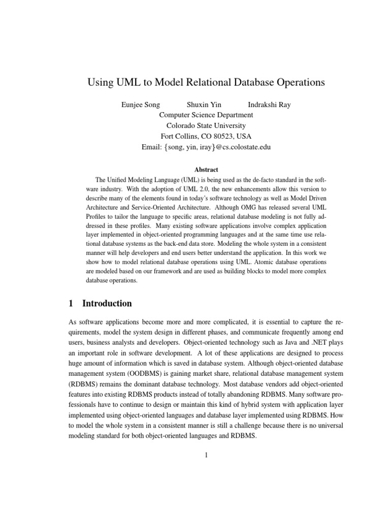 UML for Relational Database Operations | PDF | Relational Database ...