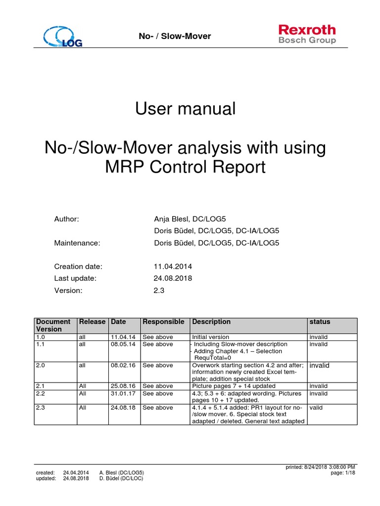 User manual no slow mover analysis with using mrp control report pdf