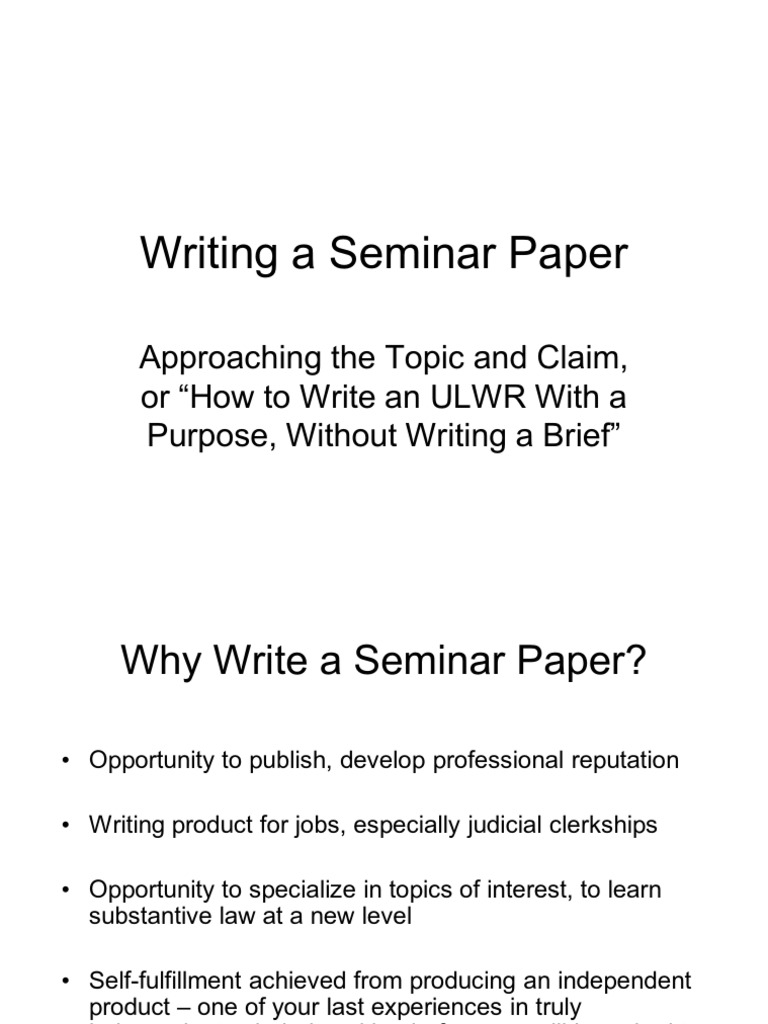 Seminar Paper Writing Guide | PDF