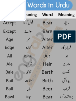 Word Meaning Word Meaning