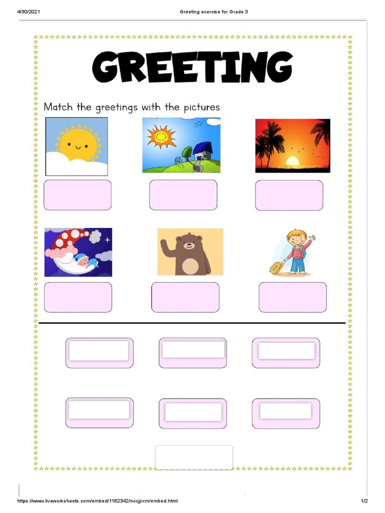 Grade 3 Greeting Exercises Worksheet | PDF