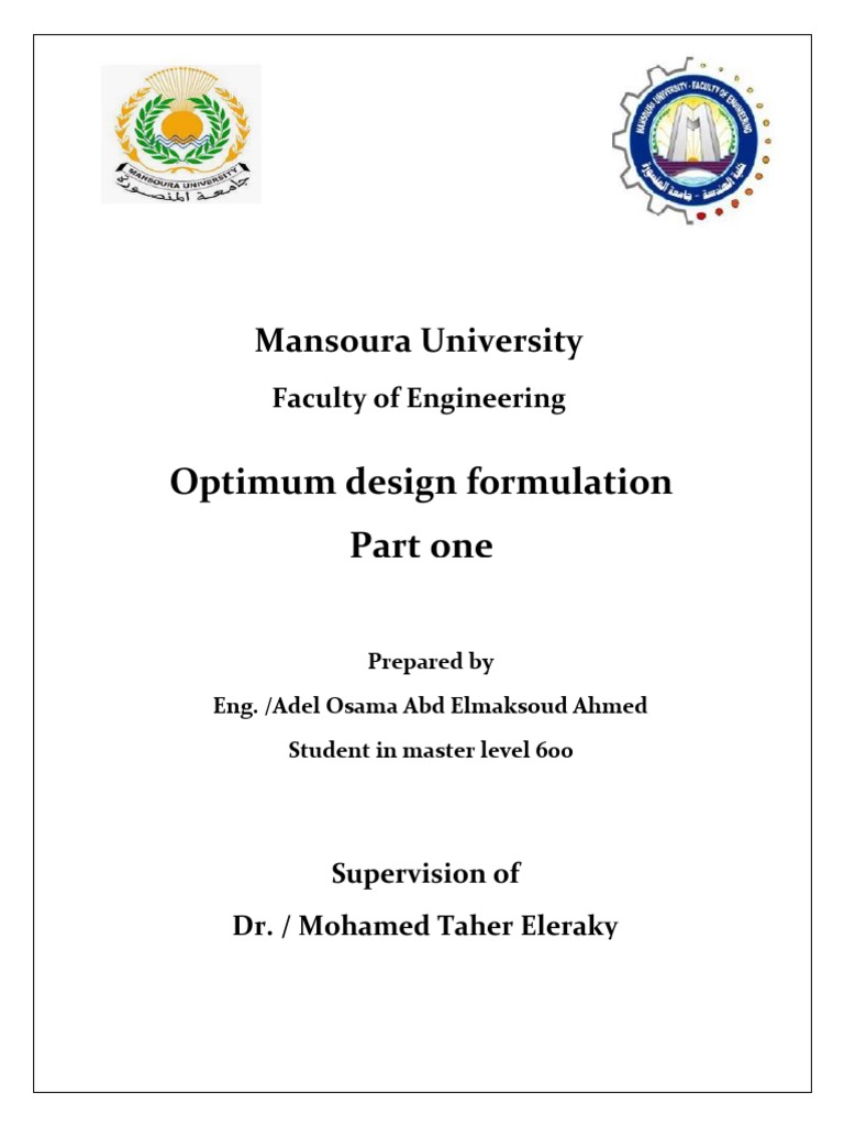 Formulation of OPTIMUM DESIGN | PDF | Mathematical Optimization ...