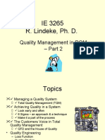 IE 3265 R. Lindeke, Ph. D.: Quality Management in POM - Part 2