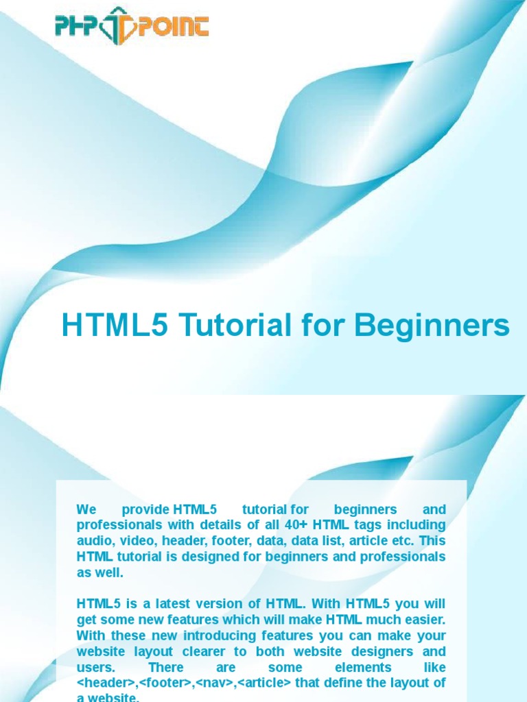 HTML5 Tutorial For Beginn.9361430.powerpoint | PDF | Business | Computers