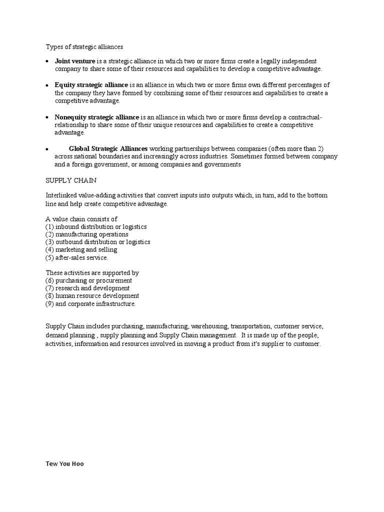 Types of strategic alliances supply chain small pdf