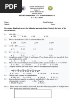 Second Diagnostic Test in Mathematics 2 S.Y. 2022-2023