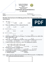 Second Diagnostic Test in Mathematics 2 S.Y. 2022-2023