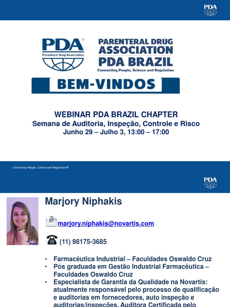 Webinar Pda Brazil Chapter: Semana de Auditoria, Inspeção, Controle e ...