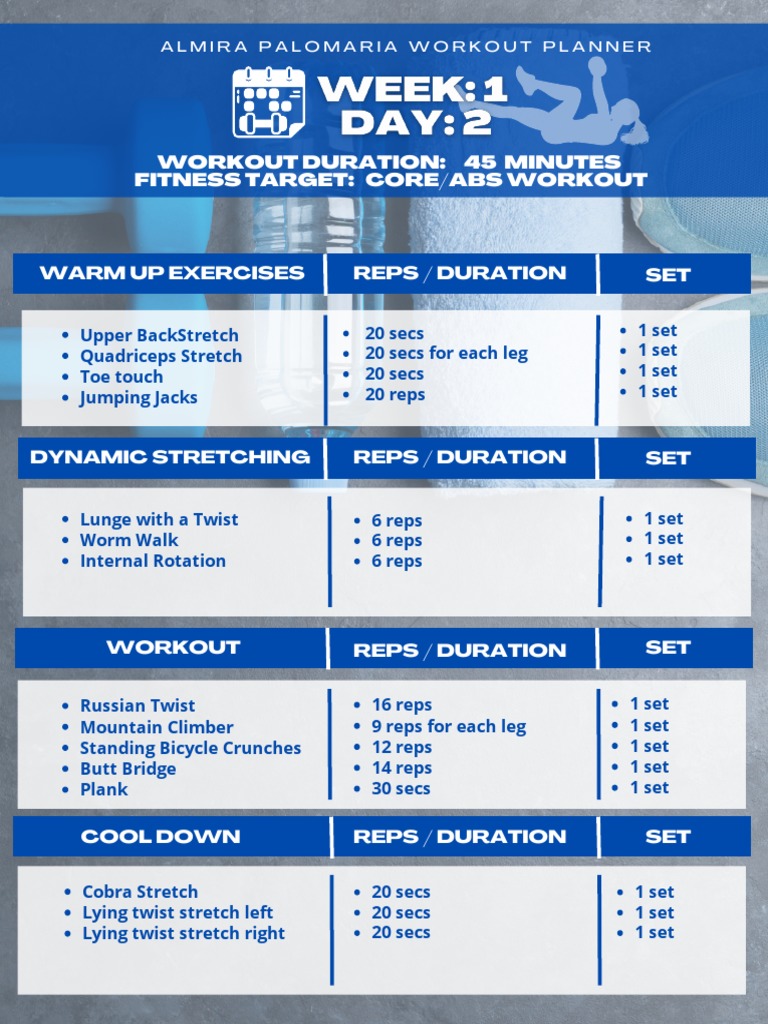 Palomaria - Fitness Plan - Week 1 | PDF | Management Of Obesity ...