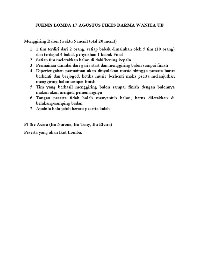 JUKNIS LOMBA 17 Agustus PDF