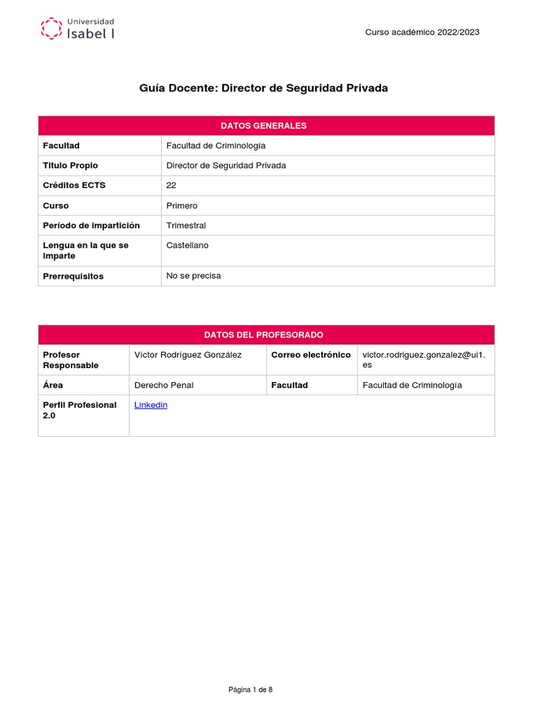 Curso de Director de Seguridad Privada | PDF | Valores | Privacidad de ...