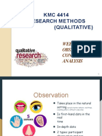 KMC 4414 Research Methods (Qualitative) : Week 5: Observation Content Analysis