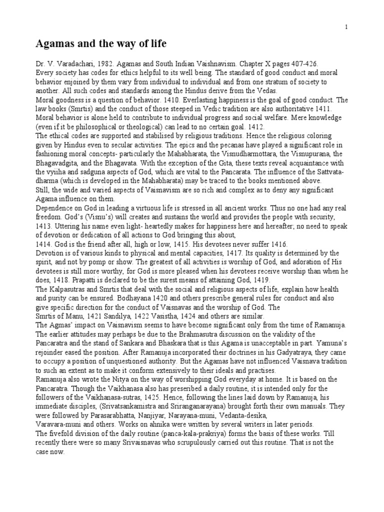 Agamas and The Way of Life | PDF | Vaishnavism | Bhagavad Gita