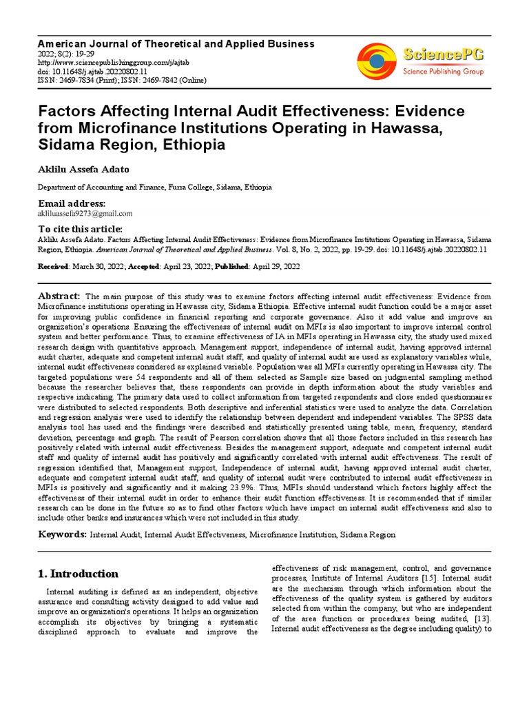 Factors Influencing Internal Audit Effectiveness | PDF | Internal Audit ...