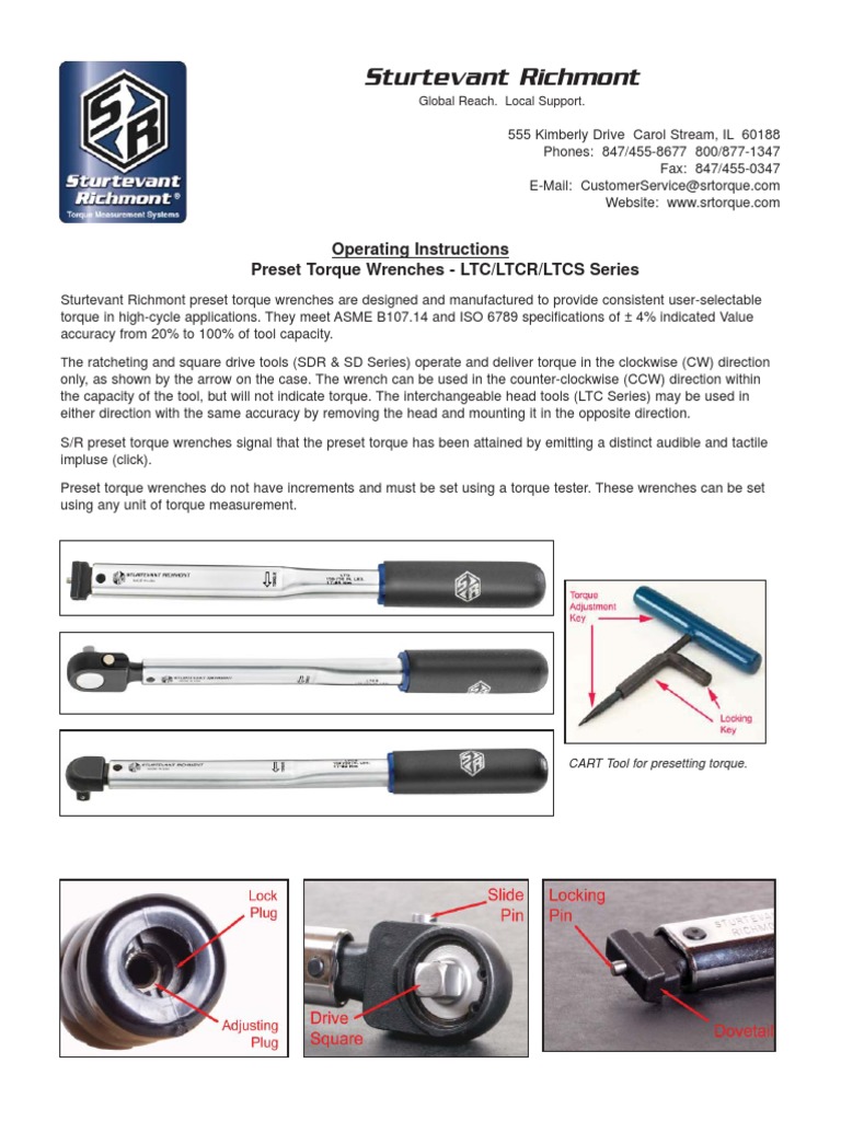 Sturtevant Richmont Torque Wrench Manual | PDF | Mechanical Engineering ...