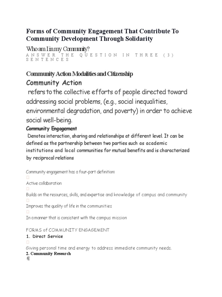 Module 6 Week6 Forms Of Community Engagement That Contribute To