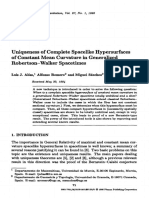 Uniqueness of Complete Spacelike Hypersurfaces of Constant Mean Curvature in Gener Alized RobertsonWalker Spacetimes Gen Relati