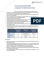 UK F P 2023 S J T (SJT) : P P: Oundation Rogramme Ituational Udgement EST Ractice Aper