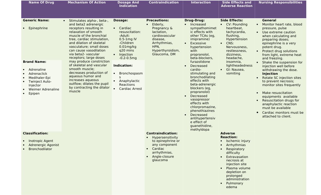 Nursing Responsibilities for Epinephrine | PDF
