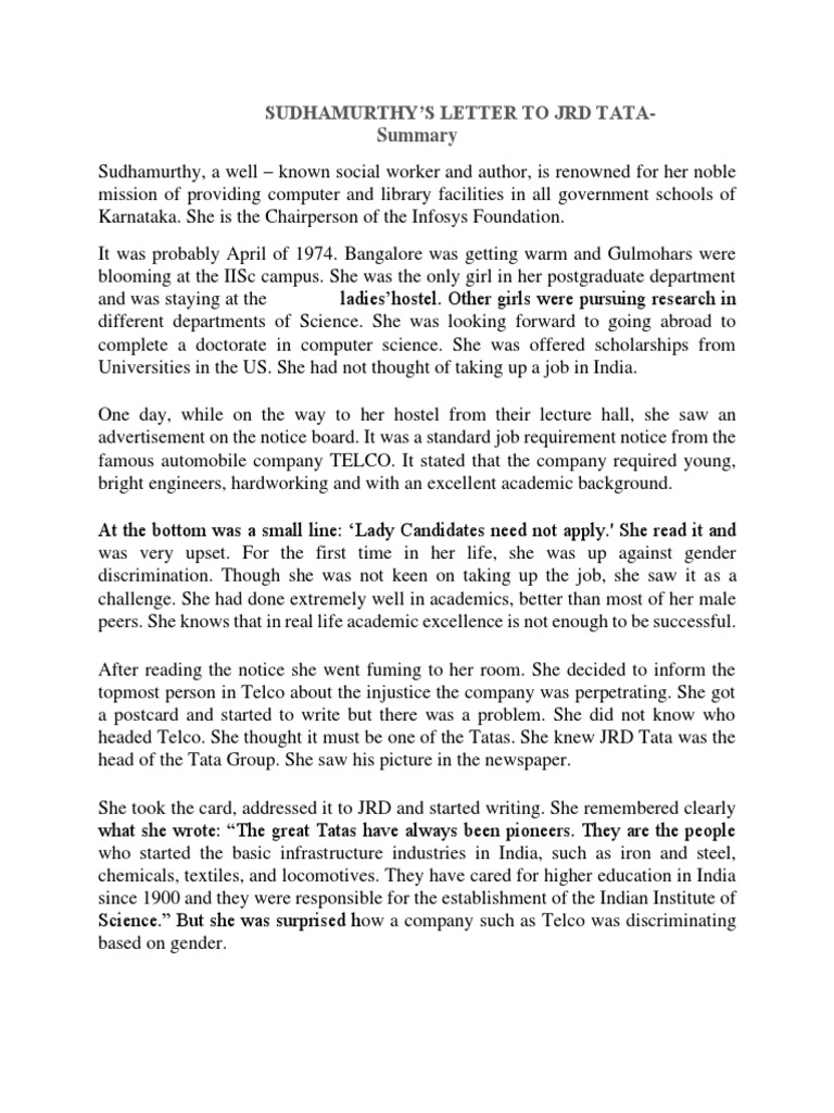 Sudha murthy summary pdf
