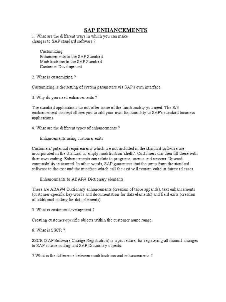 Understanding SAP Enhancements and Customization | PDF | Digital ...