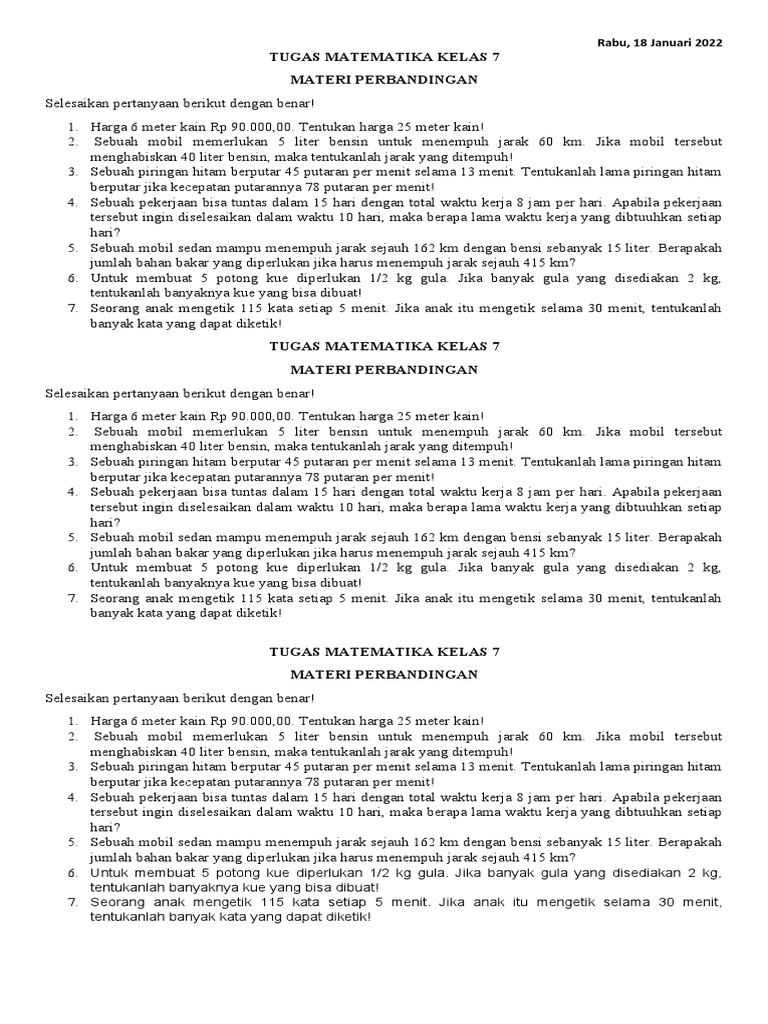 Tugas Matematika Kelas 1 Pdf