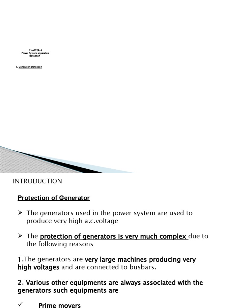 Chapter4 Power System Apparatus Protection PDF Electric Generator