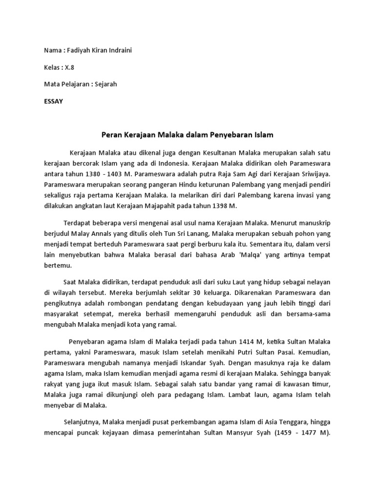 Peran Kerajaan Malaka dalam Islam | PDF