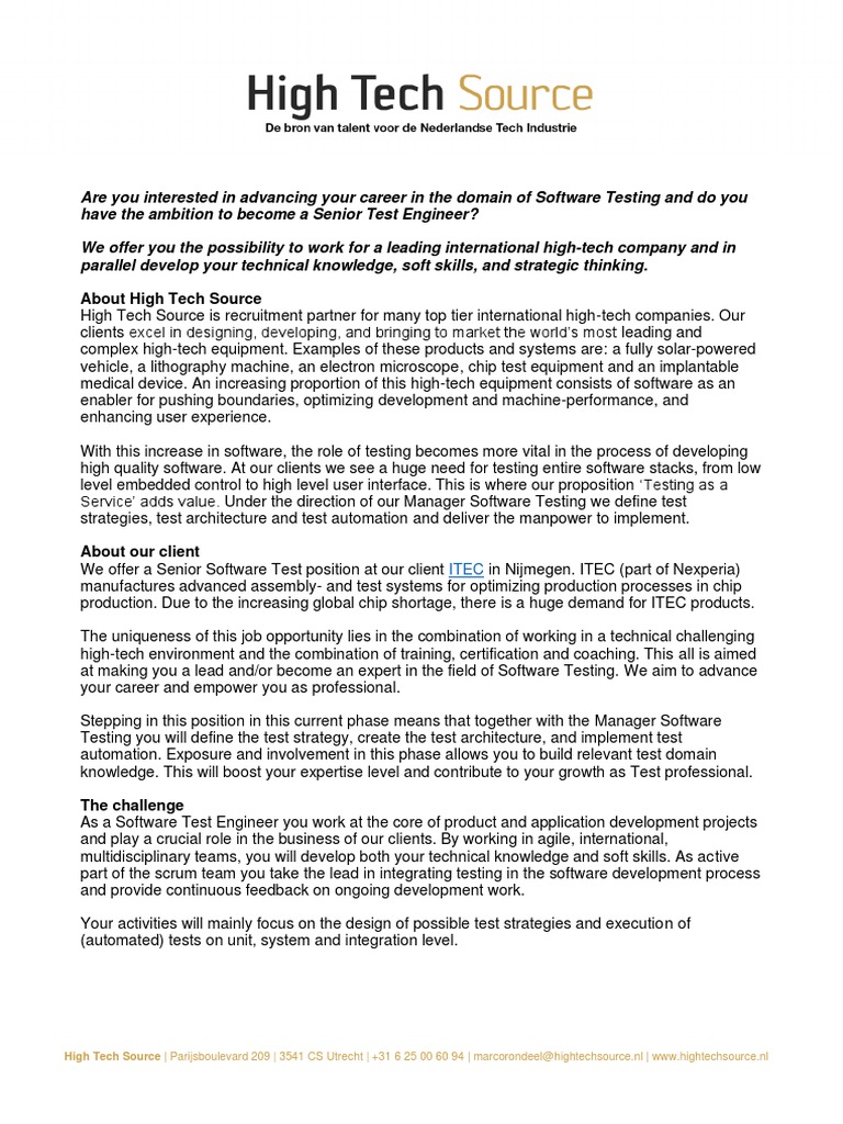 Software Test Engineer II at ITEC by HTS PDF Software Software