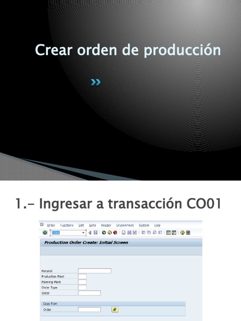 Crear Orden de Producción en SAP | PDF